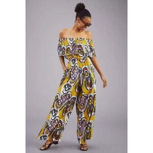 BEL KAZAN NWT Lilly Off Shoulder Wide Leg Jumpsuit Print Size Small